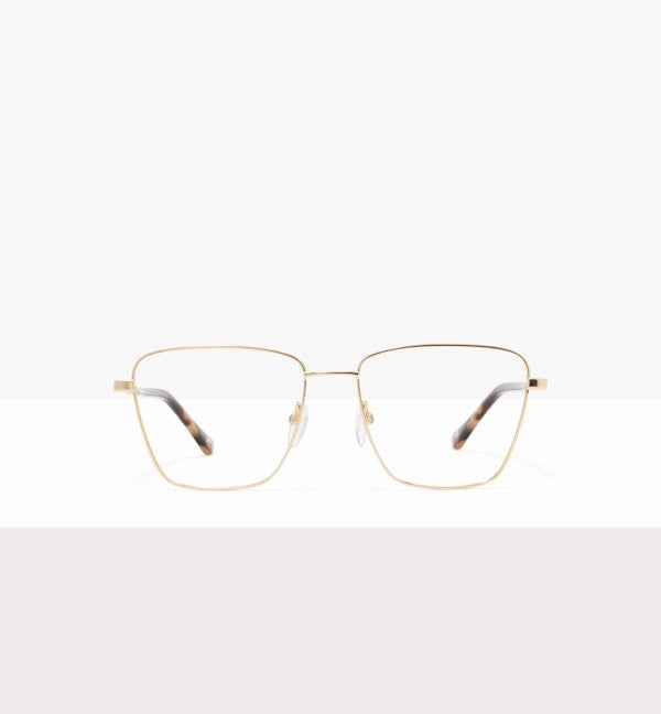 Gold Square Metal Prescription Eyeglasses by BonLook