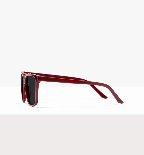 Oversized Square Frame Acetate Sunglasses, Maroon Red Glasses