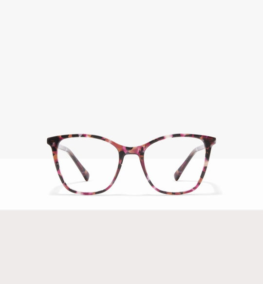 Tortoiseshell cat-eye glasses with a white background.